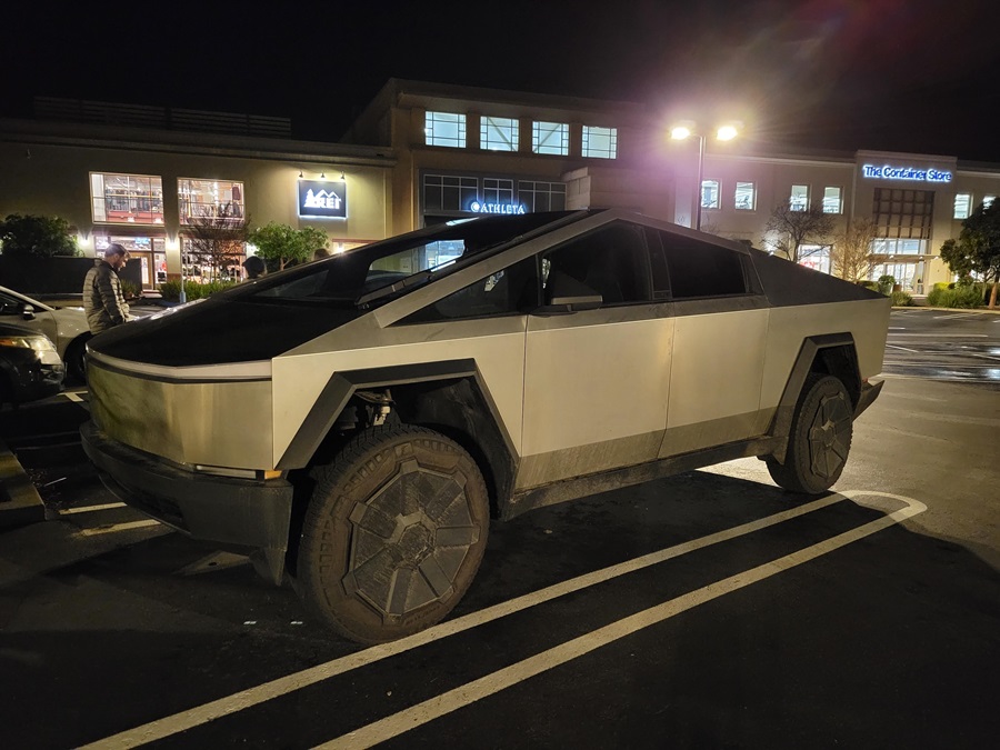 Tesla Cybertruck parked in Corte Madera, California.